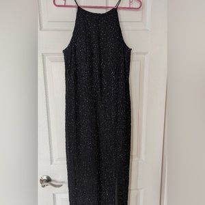 Black size 14 sequined halter style dress.
